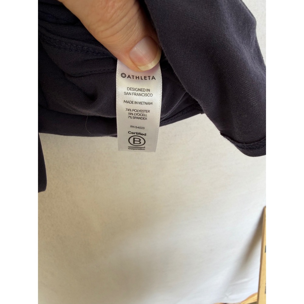 Athleta Essence Tie Back Tank Navy Blue Small Petite Activewear Yoga Top SP - Picture 6 of 7